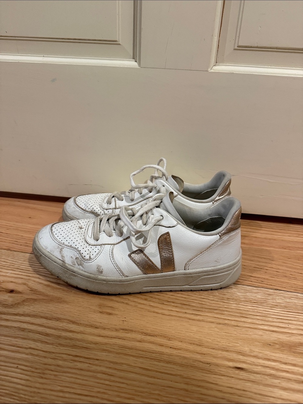 Veja White Sneakers with Tan Accents